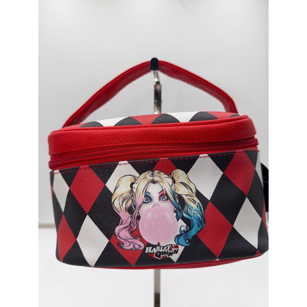 ROMWE DC Comics Harley Quinn Makeup Bag Red Black Harlequin Vanity Case New
